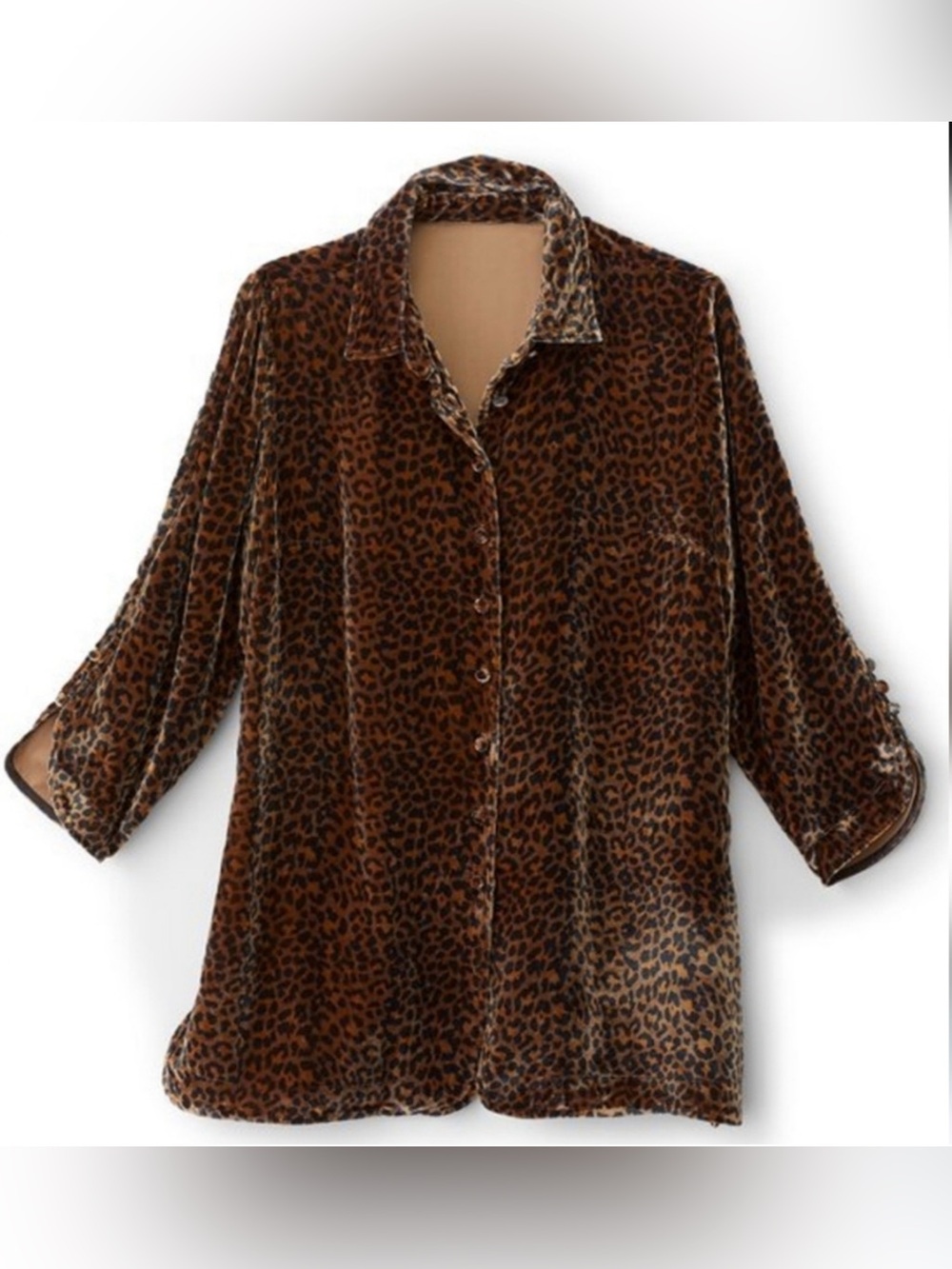 Soft Surroundings Icon Silk Velvet Poets Animal Print Button Up Tunic XS - Picture 4 of 12